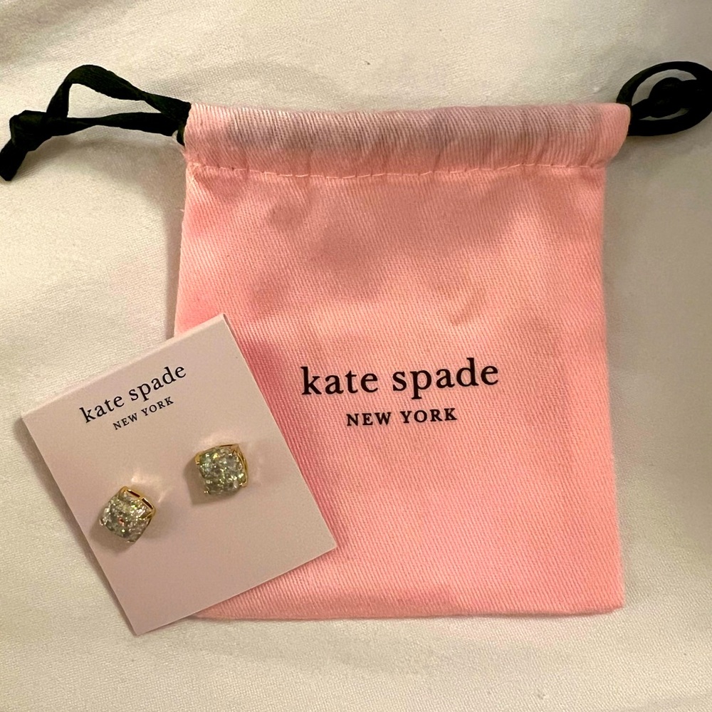 Kate Spade Opal Glitter Square Stud Earrings NWT - Picture 2 of 5